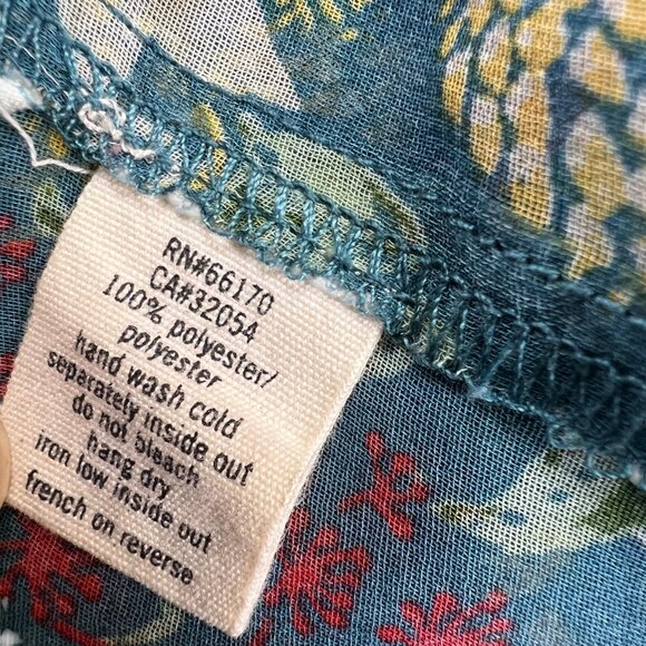 Pins & Needles Anthropologie Sheer Floral Blouse Teal Multicolor Size Small - Picture 9 of 11